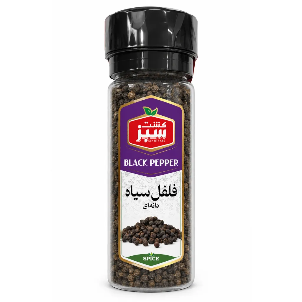 فلفل سیاه دانه‌ای 80 گرمی جار گریندر‌دار کشت سبز