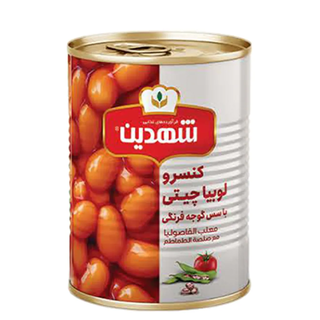 [100515] کنسرو لوبیا چیتی 370 گرمی قوطی درب آسان شهدین