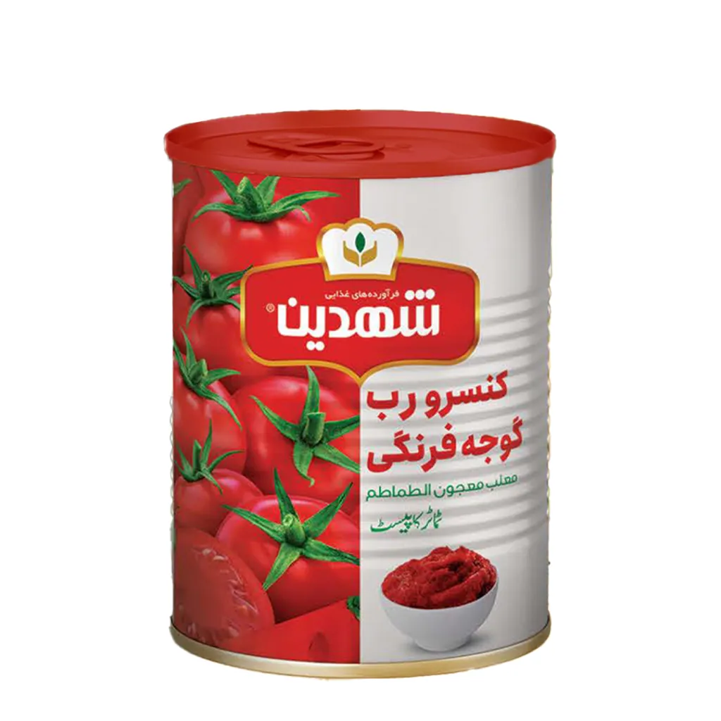 [100543] رب گوجه‌فرنگی 800 گرمی قوطی با درپوش پلاستیکی شهدین